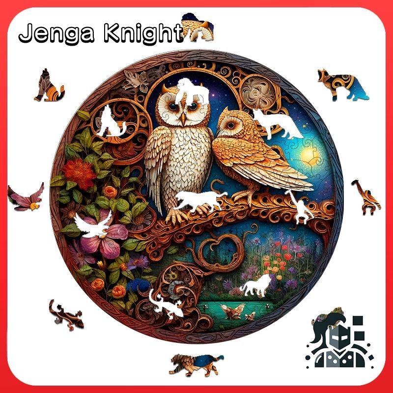 【Jenga Knight】貓頭鷹拼圖3D立體不規則拼圖兒童益智玩具禮物
