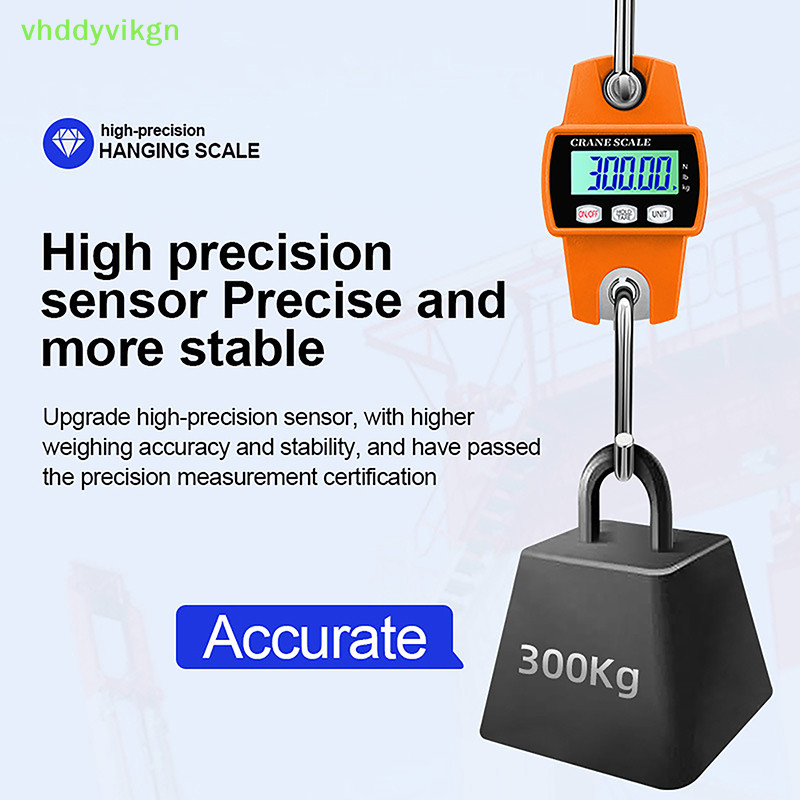 Vhdd 300kg 電子吊秤 LCD 數字稱重工具工業重型重量不銹鋼掛鉤秤吊秤 TW