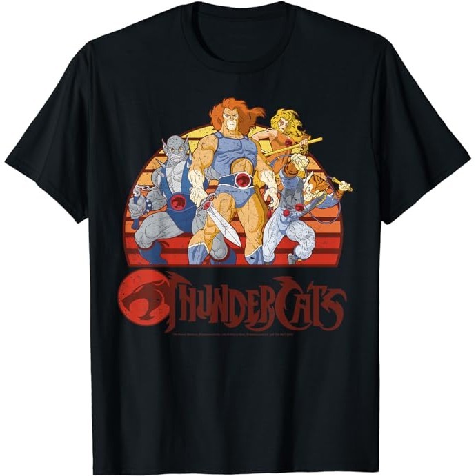 歐美卡通動漫  Thundercats 霹靂貓 圖案印花男士百分百純棉圓領短袖加大尺碼T恤