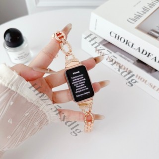 秋夏新款 鑲鑽鏈式 小香風錶帶 Samsung 三星 Galaxy Fit3 不鏽鋼 金屬錶帶 SM-R390 女士錶帶