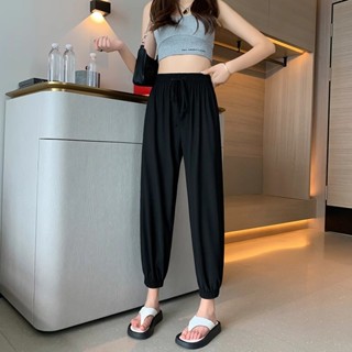 冰絲運動褲女夏季薄款九分燈籠衛褲寬鬆顯瘦休閒涼涼防曬速幹褲子