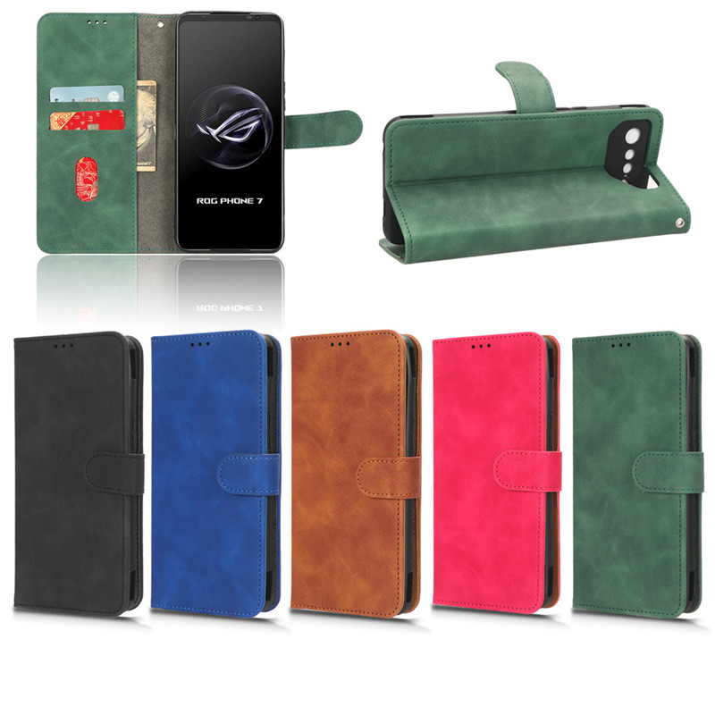 日本書本式防摔殼 ASUS 華碩ROG phone 7手機殼保護套翻蓋膚感牛皮紋多卡糟ROG7Ultimate磁扣皮套