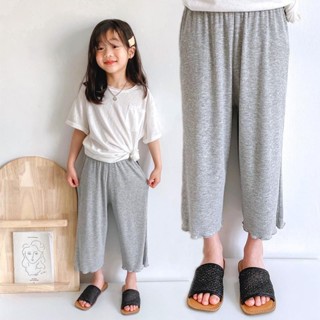 【BXH】90-140CM 夏季薄款女童冰絲防蚊褲，兒童休閒七分褲，女孩寬鬆寬褲