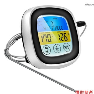 觸控屏電子溫度計帶探針 計時器燒烤溫度計 彩屏廚房食品溫度計 型號：SN124C 黑色 不帶電池出貨