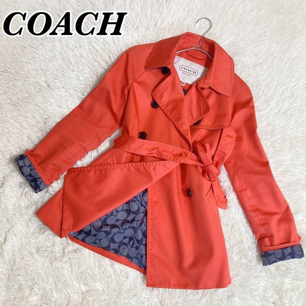 二手 - 美國 Coach 橙紅色風衣 XS