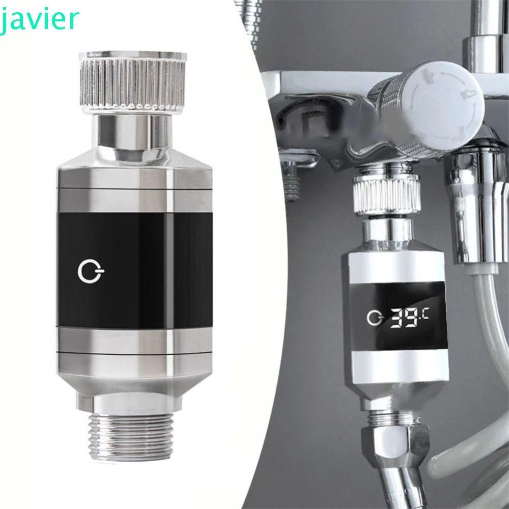 JAVI1ER淋浴水溫度計,LED數字顯示多功能水溫監測器,銀色5-85℃高精度水龍頭水溫度計