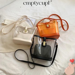 EMPTYCUP斜挎包,清除大容量單肩包,化妝包時尚PVC果凍純色小手提包女人的女孩