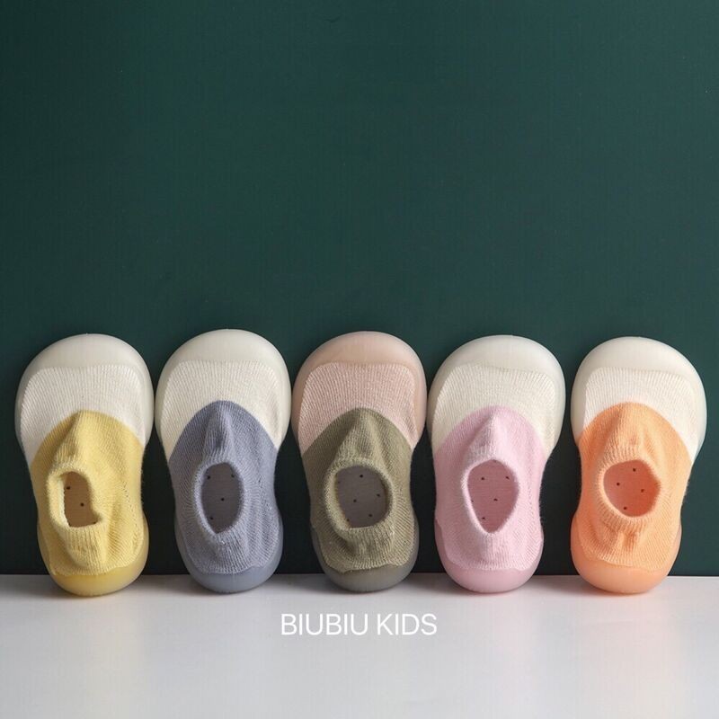 【BOBO】韓國秋季男女寶寶撞色軟底防滑不易掉跟嬰兒學步鞋襪鞋 兒童地板襪
