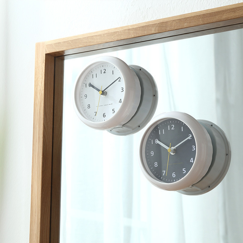 AF簡約浴室鍾防水吸盤鐘錶小型時鐘冰箱座鐘擺件靜音桌面6寸掛鐘