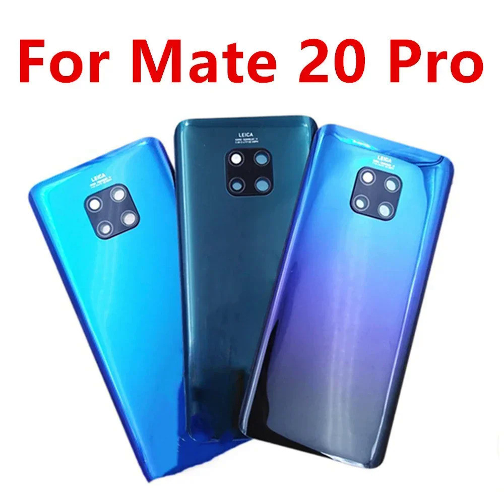 適用於華為 Mate 20 Pro 的玻璃後蓋,後門外殼,電池盒更換,維修零件,帶相機鏡頭,徽標