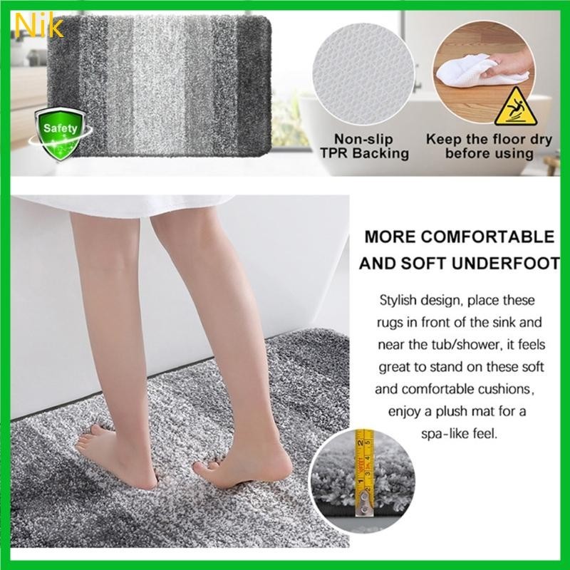 Nik 柔軟吸水地毯超細纖維浴室墊,用於浴室馬桶地墊裝飾