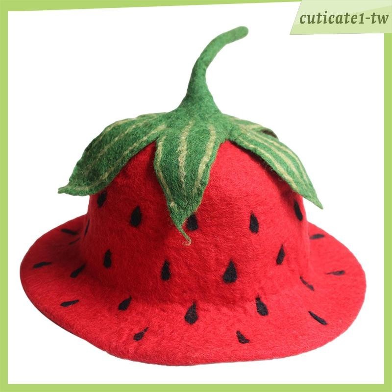[CuticatecbTW]草莓帽冬季舒適女孩萬聖節服裝禮服帽