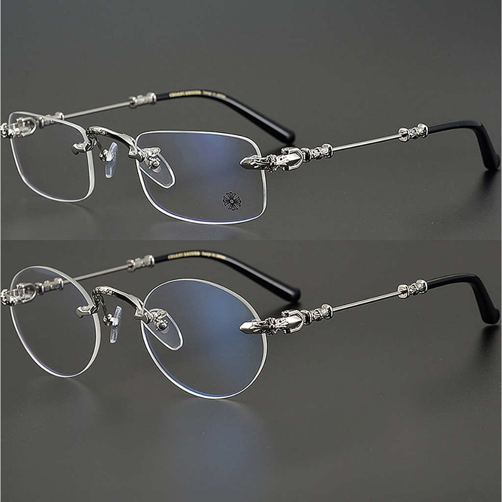 【TOTU眼鏡】克羅伈無框眼鏡 純鈦眼鏡架 圓形方框眼鏡 日本復古手工眼鏡框 男女近視眼鏡架 抗藍光眼鏡