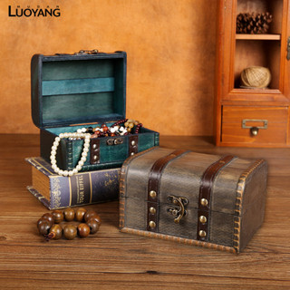 洛陽牡丹 復古收納木盒珠寶項鍊耳環首飾盒子木質個性收藏禮品盒道具包裝盒