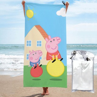 粉紅豬小妹 Peppa Pig 超細纖維速乾浴巾,多種尺寸,柔軟浴巾,浴室吸水浴巾,適合旅行、運動、海灘、家庭、露營