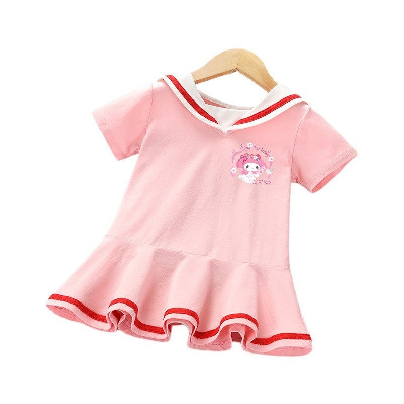 美樂蒂裙子 夏季韓版 童裝 女童洋裝 寶寶洋氣 短袖學院風裙子 中兒童公主裙