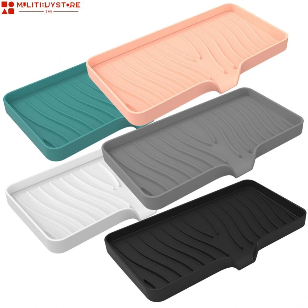 Mulstore-矽膠排水墊乾燥墊肥皂盒帶排水唇廚房餐具 5 色