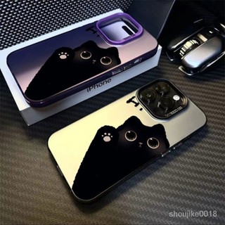 黑色可愛貓咪圖案手機殼適用於 iPhone 14 13pro / xsmax 12 15promax