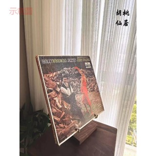附發票~ 黑膠唱片架 胡桃木唱片CD展示架 復古黃銅實木陳列支架 CD存放收納架