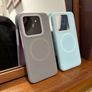 XIAOMI 適用於小米 14 Pro 14Ultra xiaomi13 手機保護套帶盒的磁性充電液體矽膠軟膠殼