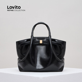 (Lovito Refine) 優雅素色水桶包時尚復古少女百搭女用小斜揹包 LFAR3068