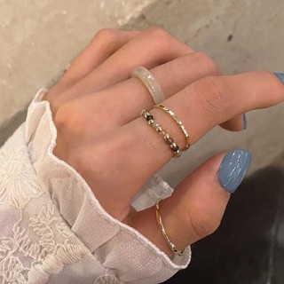 復古ins日韓彩色串珠樹脂醋酸板材法式個性食指尾戒波浪戒指套裝20250303