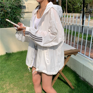 [新品下殺]女生上衣 學生外套 胖妹妹防曬衣 正韓女裝 夏季新款韓版冰絲防曬衣 防紫外綫開衫 寬鬆大碼長袖 連帽薄外套