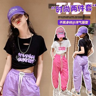 廠家直銷2025年新款爵士舞服裝兒童舞蹈服女童夏街舞套裝練功服嘻哈韓版女孩演出服潮