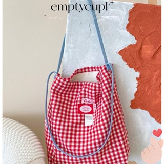 EMPTYCUP腋下包,格子大容量斜挎包,每日紅色手提包女人的