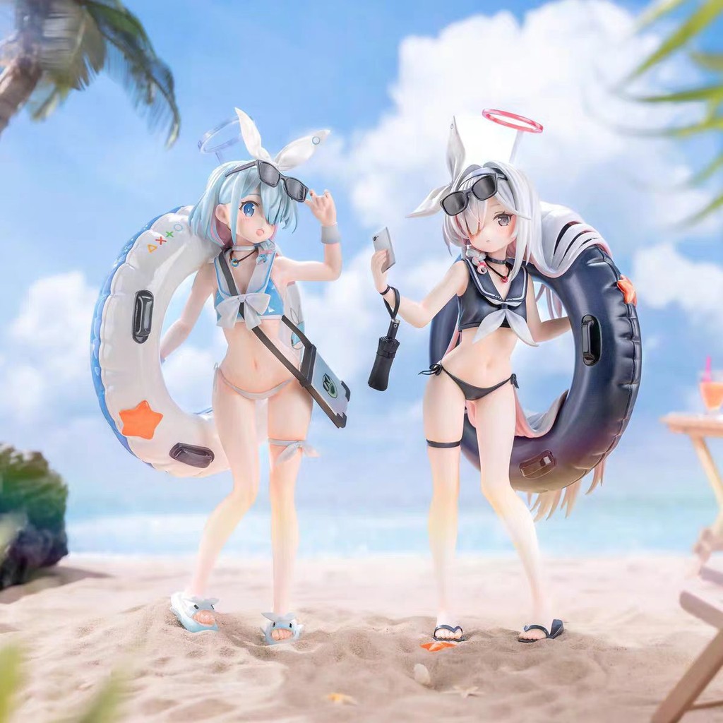 現貨 熱賣 蔚藍檔案 泳裝阿羅娜&普拉娜 可愛手辦鵰像 動漫模型 擺件公仔 玩具