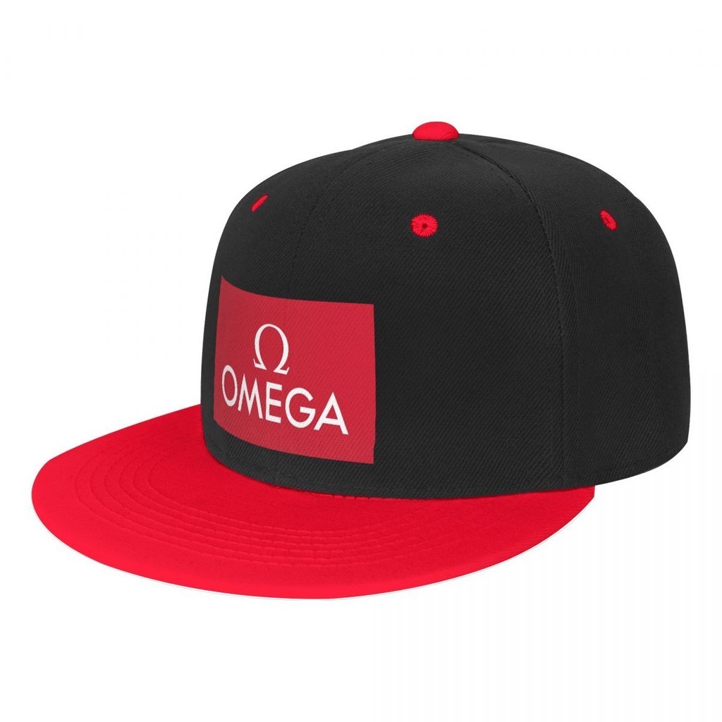 Omega Logo 嘻哈棒球帽 印花鴨舌帽太陽帽子 板帽 嘻哈街舞帽 平沿帽 潮帽 平簷撞色帽 男女帽 情侶棒球 現貨
