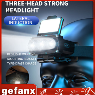 [Ge] 汽車維修頭燈可充電帽燈可充電 Led 帽燈帶運動傳感器防水夾式帽子手電筒適用於戶外活動 180 度可旋轉