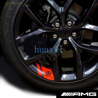 6 件裝反光汽車輪輞貼紙適用於梅賽德斯奔馳 AMG w204 w211 W210 C63 c180 e200 CLA G
