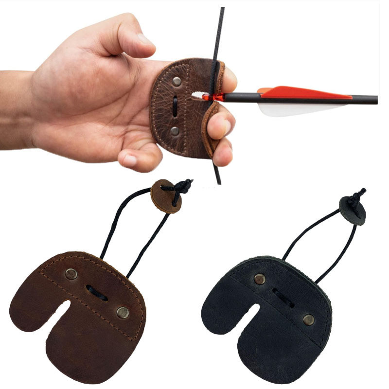射箭手指標籤 牛皮反曲弓保護罩 射擊練習裝備運動和戶外手指保護