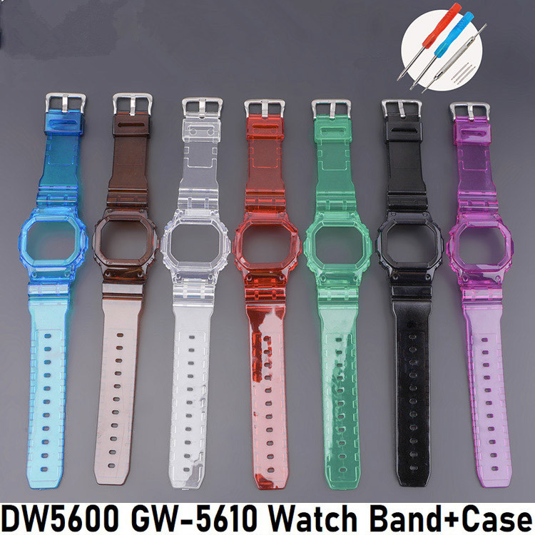 錶帶 DW5600 GW5610 手錶手腕透明手鍊錶帶 DW-5600/GW-5610 錶殼保護套框架表圈