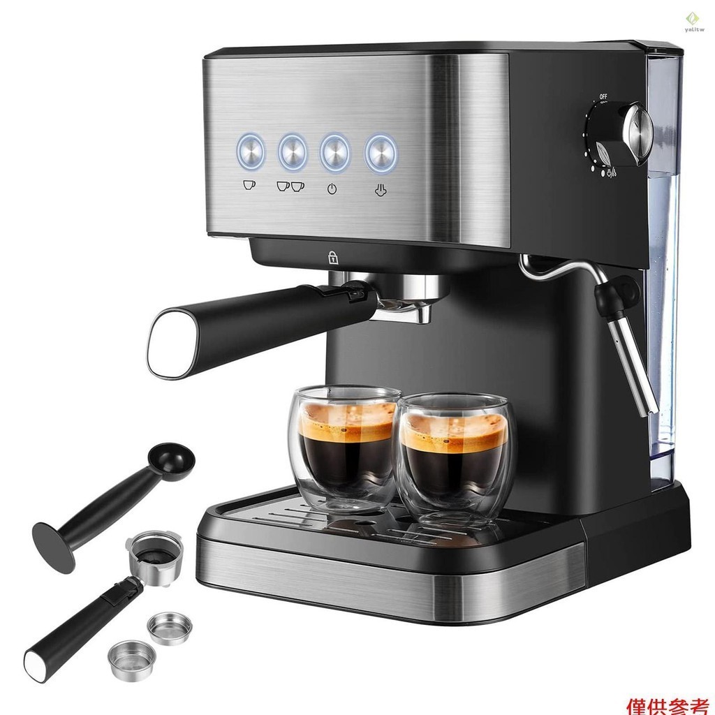 15 酒吧濃縮咖啡機 1050 瓦一件式式半自動咖啡機，帶奶泡器蒸汽棒 / 1.5 升水箱 / 咖啡手柄 / 手柄籃 /