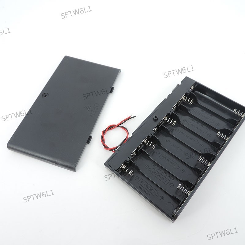 12v 8AA 電池座收納盒帶直流插頭塑料 1.5V 電源電池開/關開關帶蓋線 TW6L1