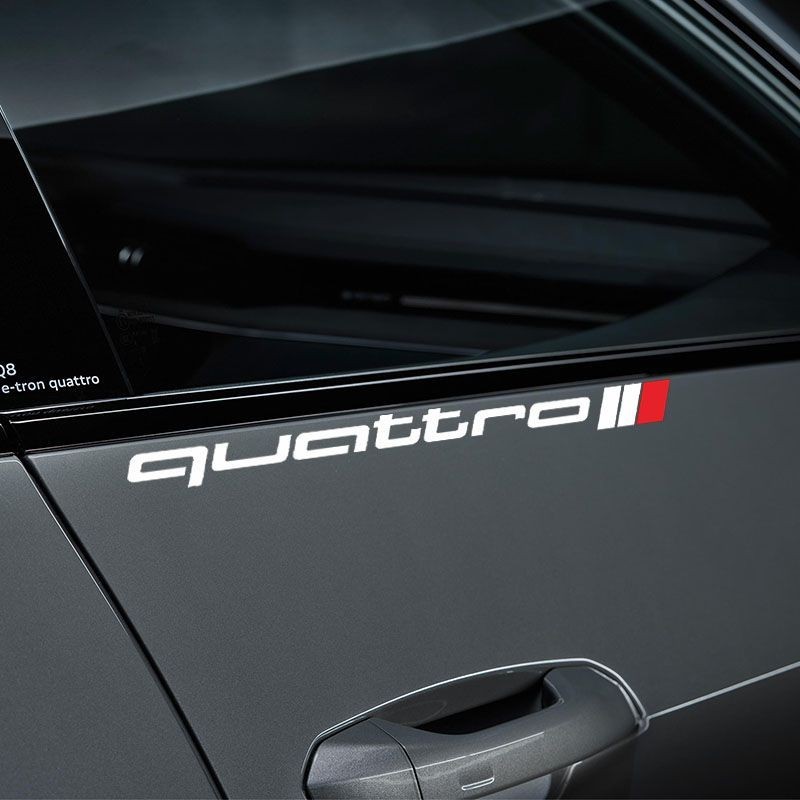 奧迪Audi 車身拉花貼紙quattro四䮠運動標誌車貼個性改裝貼 側裙拉花反光車貼