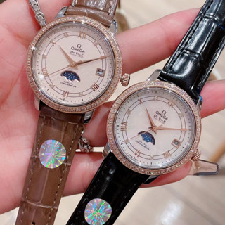 瑞士新款女錶星空防水少女時尚手錶日月星紅色皮帶錶