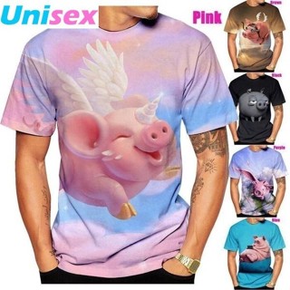 2024最新時尚動物豬3d列印男士T恤休閒襯衫搞笑上衣