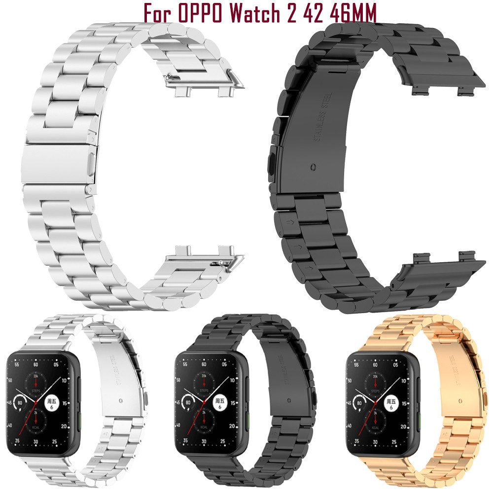 不銹鋼錶帶適用oppo Watch 2 42/46MM 腕带替换 oppo 41/46MM快拆配件
