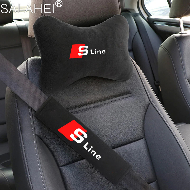 汽車座椅頭枕汽車頭頸枕安全帶肩墊適用於奧迪 Sline A1 A3 TT C6 Q2 Q5 RS5 Q8 S3 S4 Q