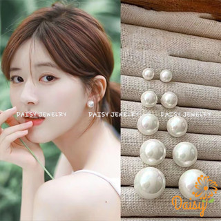 Daisy <[防過敏] S925銀針豌豆耳環仿珍珠塑膠滋養耳孔4mm/6mm/8mm/12mm