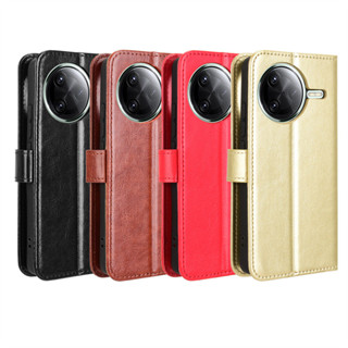 日本書本式側掀皮套 紅米K80手機殼Redmi K80 Pro 5G手機皮套翻蓋瘋馬紋插卡掛繩保護套素面手機殼