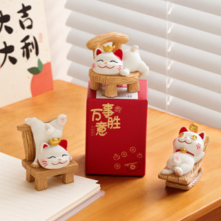 招財貓擺件 Lucky Cat Ornament 【店鋪】招財貓小擺件家居辦公室桌面情緒穩定發財貓咪可愛裝飾品迷你車用