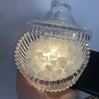 ✽水晶擺件✽現貨 [2.2萬人收藏]天然 水晶 消磁磁石ins擺件容器首飾帶蓋收納盒碎石玻璃碗凈化透明