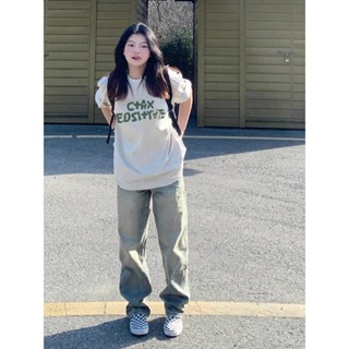 【HOT 本舖】 M-2XL美式街頭hiphop字母短袖t恤女夏季慵懶風小眾設計感上衣 短袖上衣 寬鬆 T恤