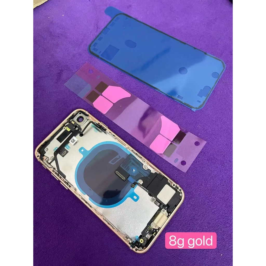 適用於 iPhone 8 Plus 8G 8P 後玻璃電池門外殻後蓋中框底盤 + 柔性電纜組件更換 F