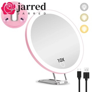 JARRED 帶燈放大鏡,360° 可調節支架吸盤 LED 化妝鏡,緊湊型高畫質可折疊 3 色發光放大鏡女