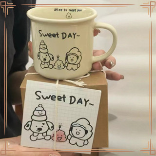 輕奢卡通 奶油風陶瓷杯馬克杯情侶杯伴手禮咖啡杯